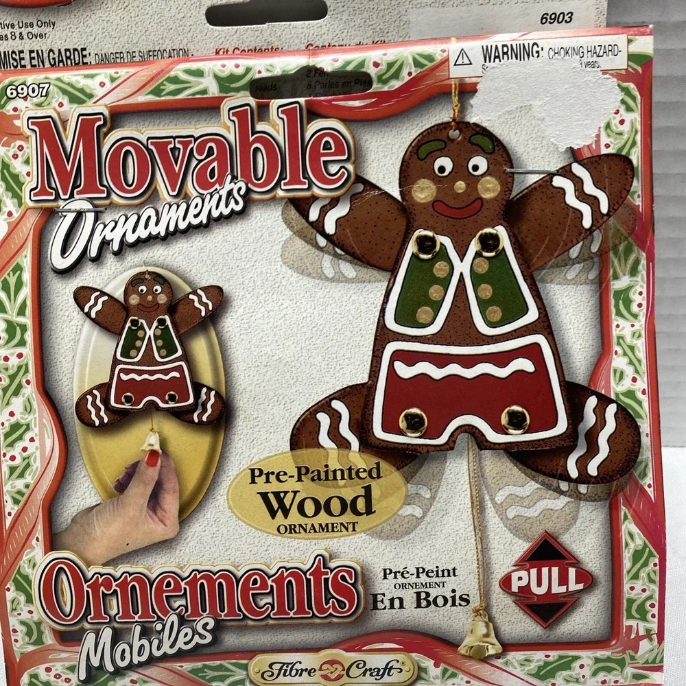 Vintage 1999 Fibre Craft Christmas Movable Ornament Kits Lot of 4 NEW Santa